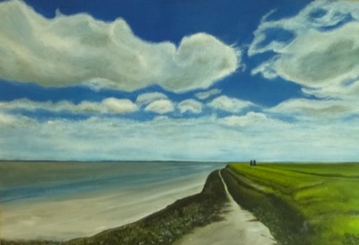Wandelen op dijk Texel